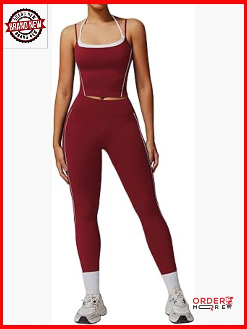 Two Piece Workout Set Spaghetti Strap Tank High Waist Leggings